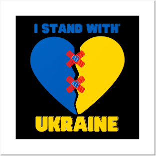 Support I Stand With Ukraine American Flag Ukrainian Flag Posters and Art